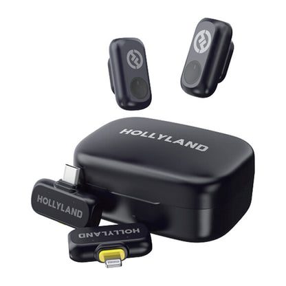Hollyland LARK A1 Combo 2-Person Wireless Microphone System with USB-C and Lightning Connectors for Mobile Devices (Space Gray, 2.4 GHz) Video Bundle