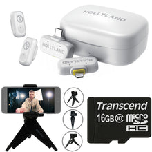 Hollyland LARK A1 Combo 2-Person Wireless Microphone System with USB-C and Lightning Connectors for Mobile Devices (Ivory White, 2.4 GHz) Video Bundle