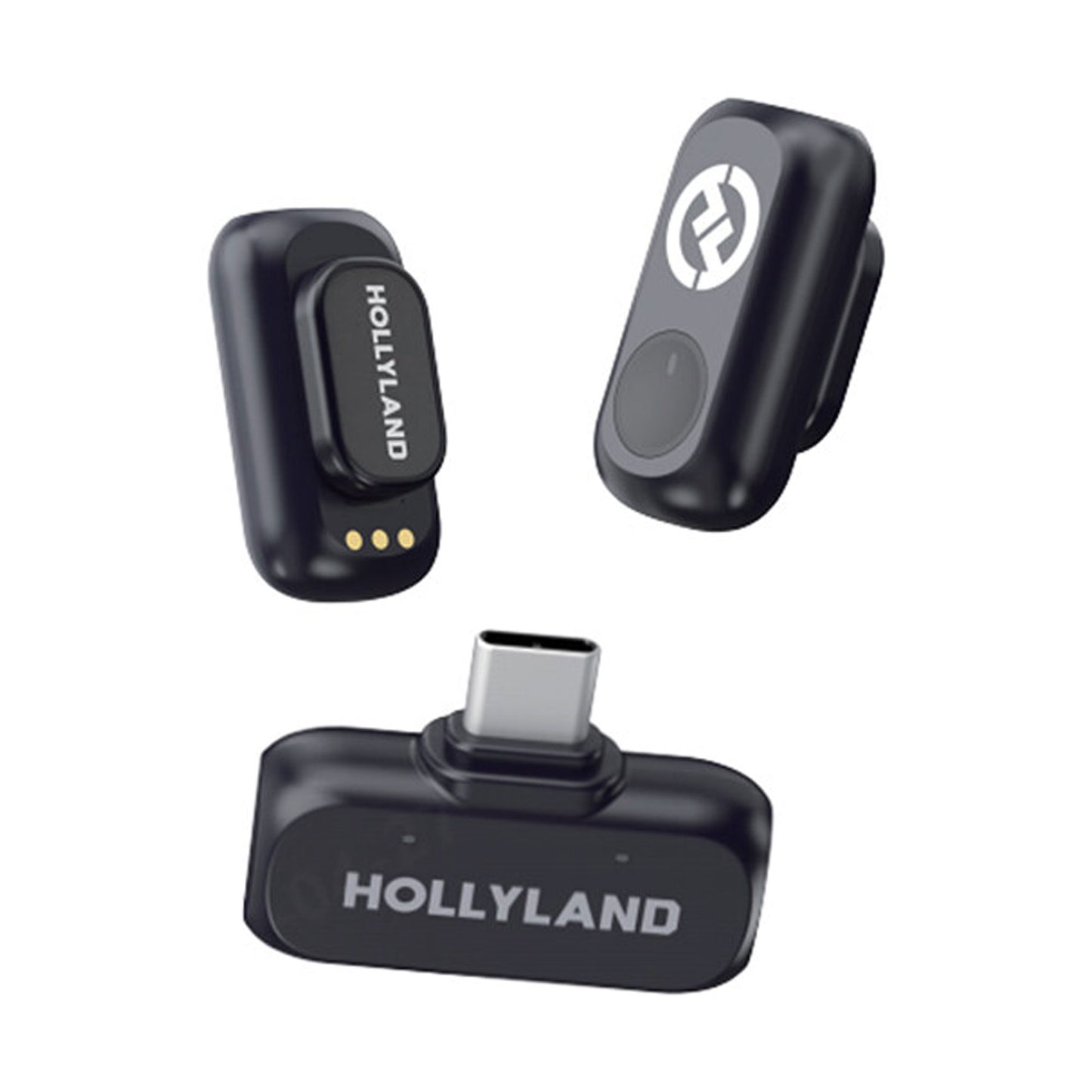 Hollyland LARK A1 Mini Duo 2-Person Wireless Microphone System with USB-C Connector for Mobile Devices (Space Gray, 2.4 GHz) + Vivitar compact Selfie Video Tripod + 16GB Transcend MicroSD Memory Card with Adapter