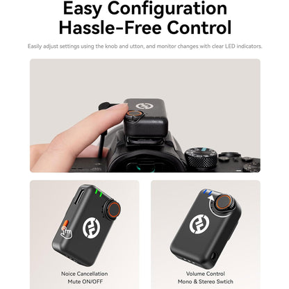 Hollyland LARK M2S Combo 2-Person Wireless Microphone System with USB-C to Lightning - Universal Compatibility (2.4 GHz, Space Gray) + Vivitar compact Selfie Video Tripod + 16GB Transcend MicroSD Memory Card with Adapter