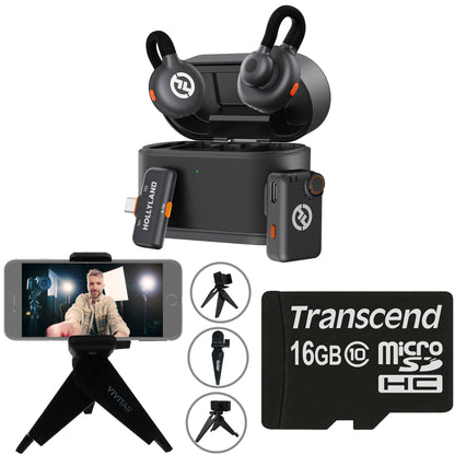 Hollyland LARK M2S Mini Combo 2-Person Wireless Microphone System - Universal Compatibility (2.4 GHz, Space Gray) Video Bundle