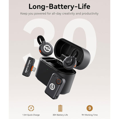 Hollyland LARK M2S Mini Combo 2-Person Wireless Microphone System - Universal Compatibility (2.4 GHz, Space Gray) Video Bundle