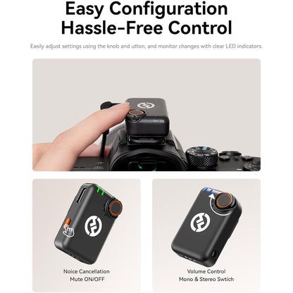 Hollyland Lark M2S Ultimate Combo (Camera RX+USB-C RX+Lightning RX) Wireless Lavalier Microphone for iPhone/Camera/Android/PC + Vivitar compact Selfie Video Tripod + 16GB Transcend MicroSD Memory Card