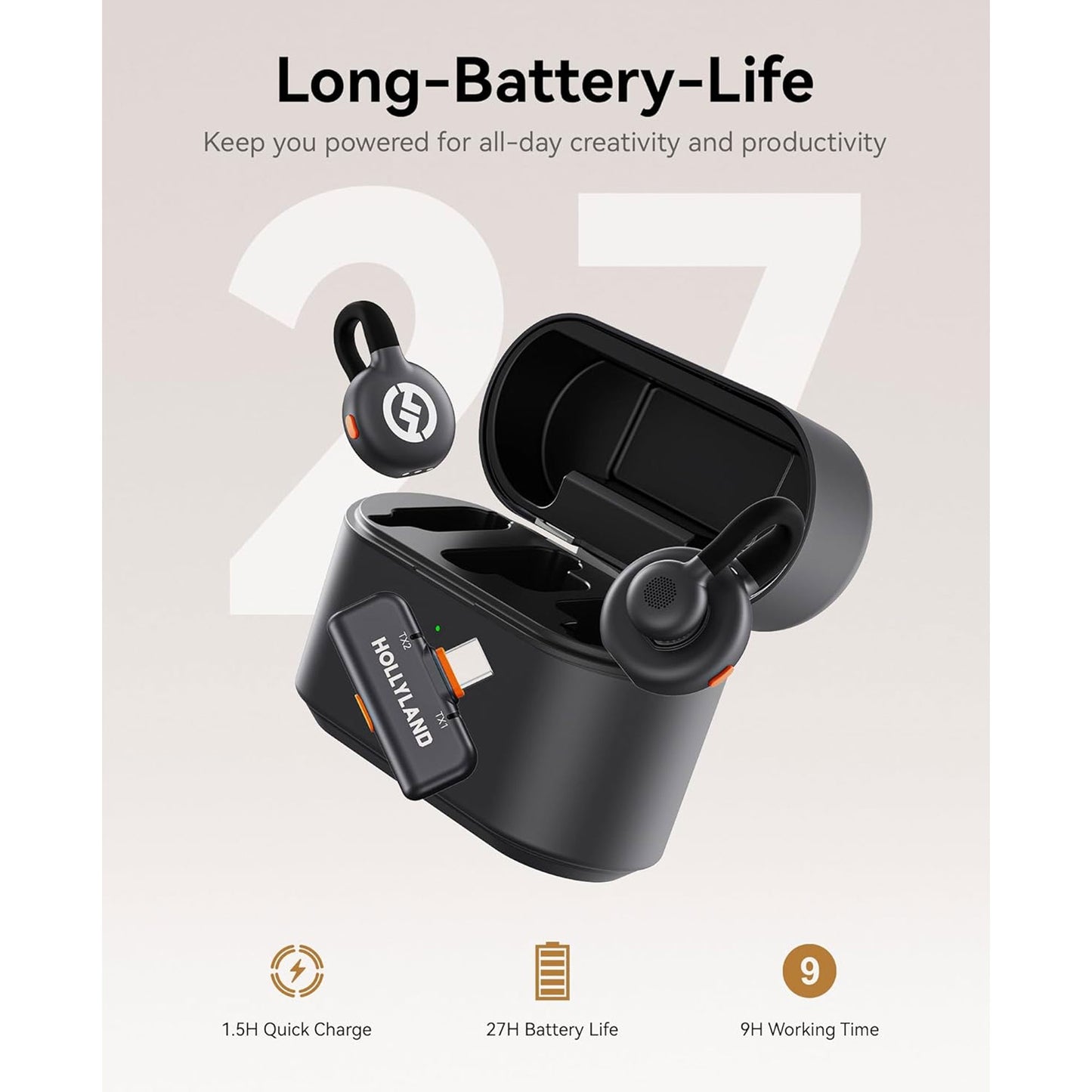 Hollyland LARK M2S DUO 2-Person Wireless Microphone System with USB-C Connector for Mobile Devices - Plug & Play (2.4 GHz, Space Gray) + Vivitar compact Selfie Video Tripod + 16GB Transcend MicroSD Memory Card with Adapter