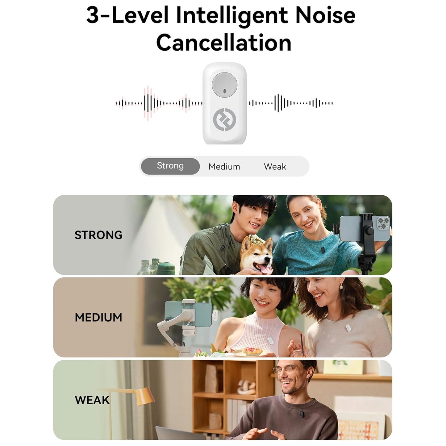 Hollyland LARK A1 Combo 2-Person Wireless Microphone System with USB-C and Lightning Connectors for Mobile Devices (Ivory White, 2.4 GHz)