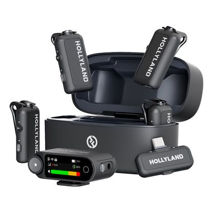 Hollyland LARK MAX 2 Combo 4-Person Wireless Microphone System for Cameras and Mobile Devices (Space Gray, 2.4 GHz)