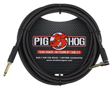 12x Pig Hog Black Woven Tour Grade Instrument Cable 1/4" to 1/4" Right Angle 10ft , PCH10BKR