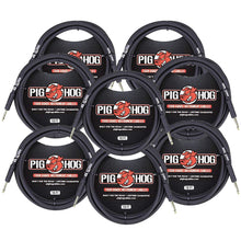 8x Pig Hog Tour Grade 10ft Instrument Cable 1/4" to 1/4" Straight Connectors Black - PH10