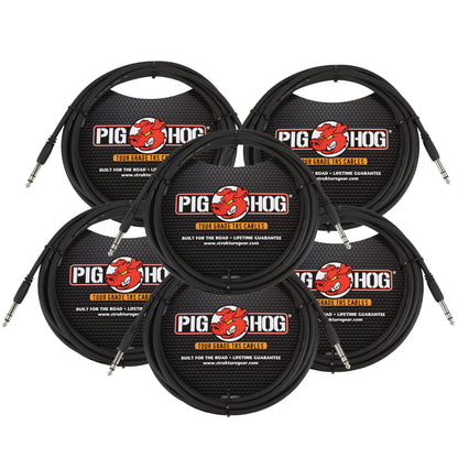 6x Pig Hog 10ft 1/4" TRS - 1/4" TRS Cable