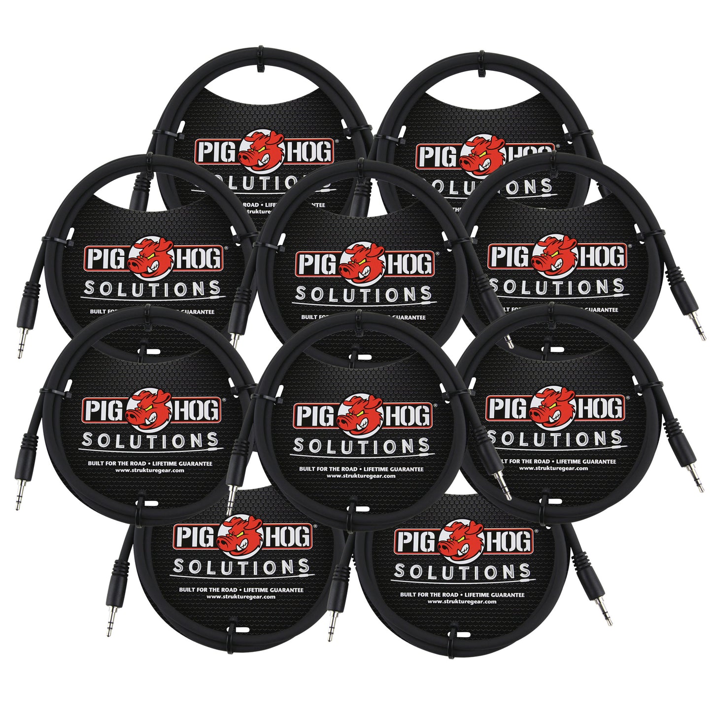 10x Pig Hog Solutions 3.5mm TRS to 3.5mm TRS Adapter Cable, 6ft