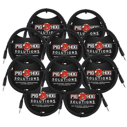 10x Pig Hog Solutions 3.5mm TRS to 3.5mm TRS Adapter Cable, 6ft