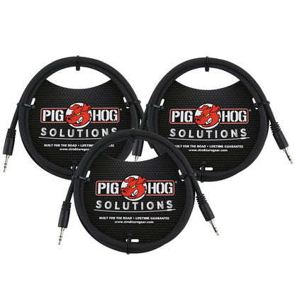 3x Pig Hog Solutions 3.5mm TRS to 3.5mm TRS Adapter Cable, 6ft