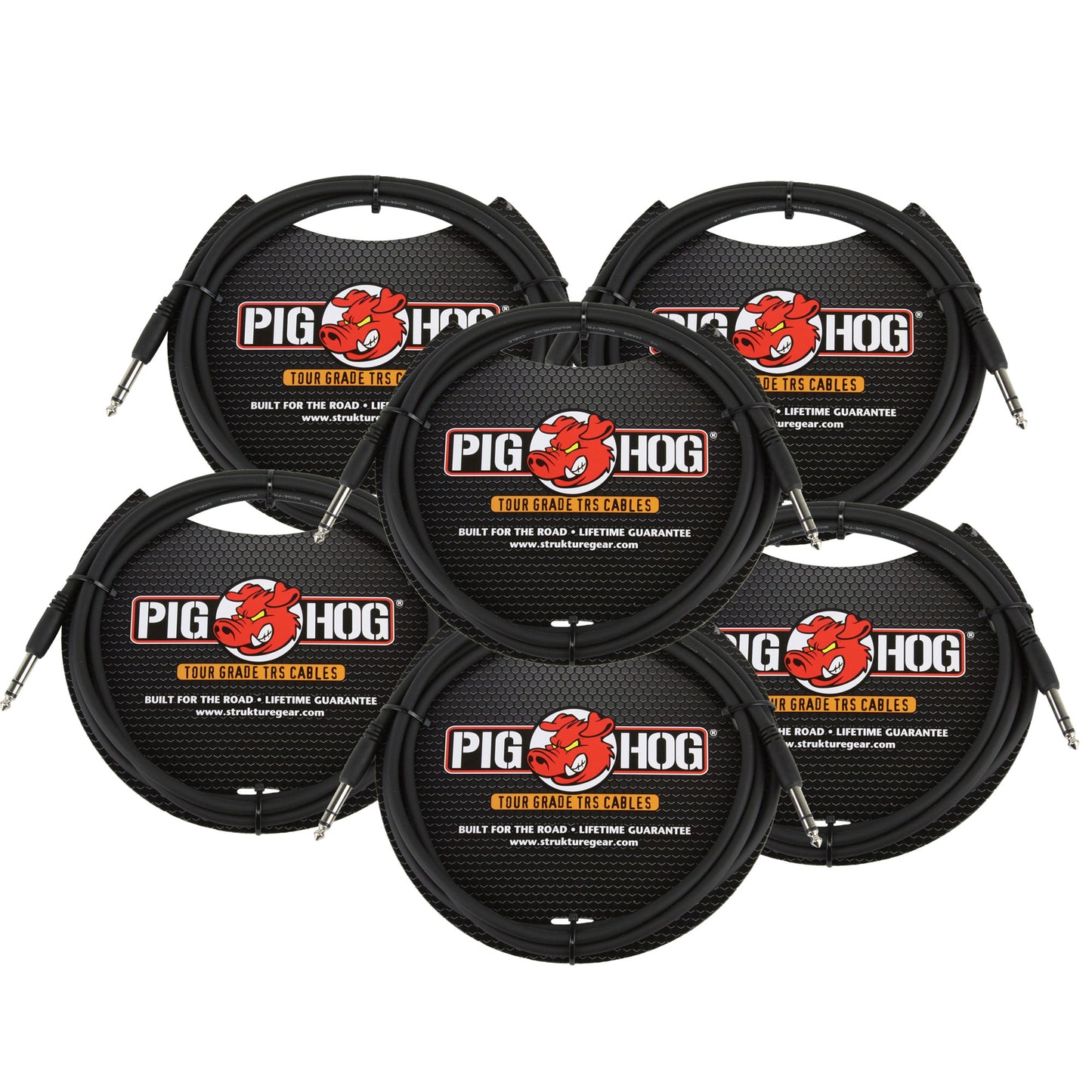 6x Pig Hog Solutions 3.5mm TRS to 3.5mm TRS Adapter Cable, 6ft