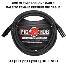 Pig Hog 8mm XLR Microphone Cable Male to Female Fully Balanced Premium Mic Cable