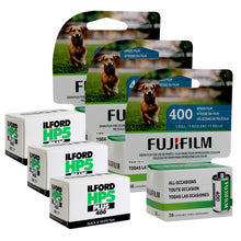 3x FUJIFILM 400 Color Negative Film (35mm Roll Film, 36 Exposures) with 3x Ilford HP5 Plus Black and White Negative Film (35mm Roll Film, 36 Exposures)