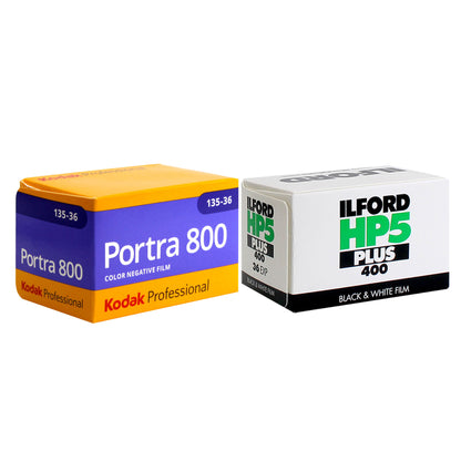 Kodak Professional Portra 800 Color Negative Film (35mm Roll Film, 36 Exposures) with Ilford HP5 Plus Black and White Negative Film (35mm Roll Film, 36 Exposures)