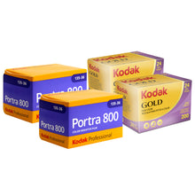 2x Kodak GOLD 200 Color Negative Film 35mm Roll Film, 24 Exposures with 2x Kodak Professional Portra 800 Color Negative Film (35mm Roll Film, 36 Exposures)