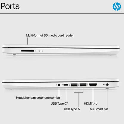 HP 14-Inch Laptop with Intel Celeron N4500 Processor, 4GB RAM, 64GB eMMC Storage – Snowflake White + Cables