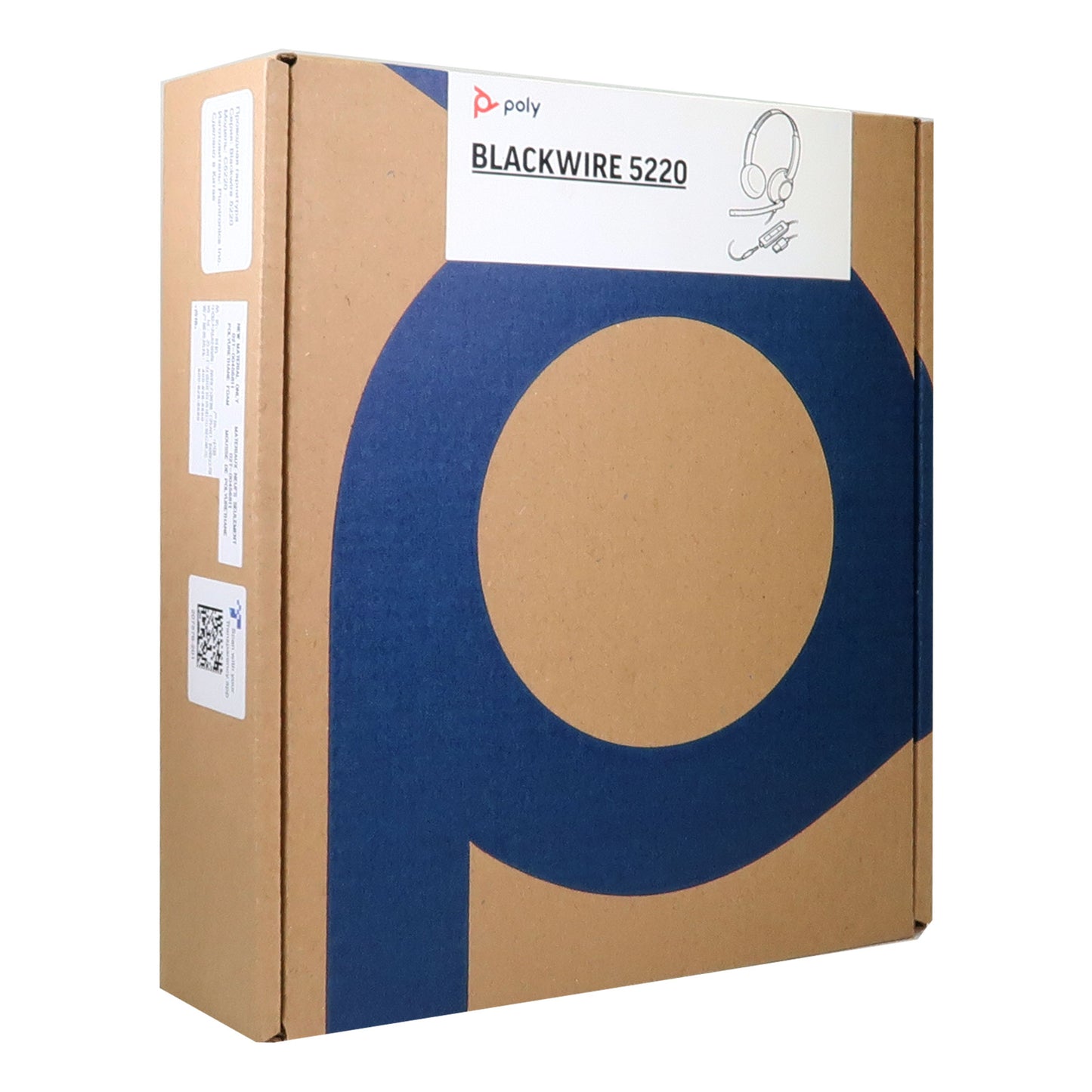 12x Poly Blackwire 5220 Stereo Wired Headset – Dual Ear USB-A/USB-C & 3.5mm with Noise-Canceling Boom Mic and Carrying Case