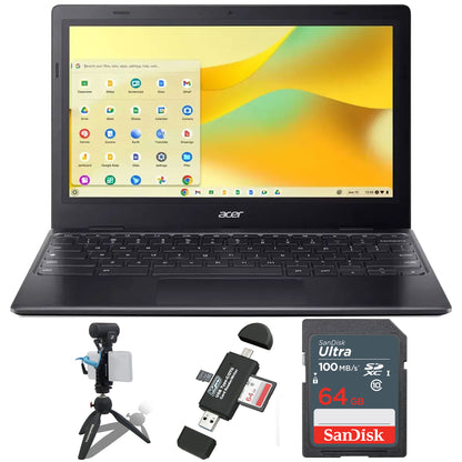 Acer Chromebook 311 11.6" HD Laptop Intel Celeron N4500, 4GB Memory, 64GB eMMC - Star Black with Sennheiser Professional MKE 200 Mobile Kit and 64GB SDXC Card