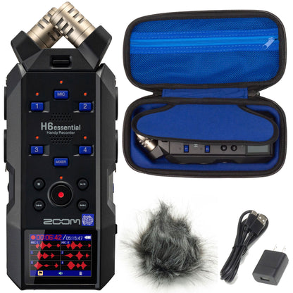Zoom H6essential 6-Track 32-Bit Float Portable Audio Recorder with Zoom APH-6e Accessory Pack for H6essential Portable Recorder