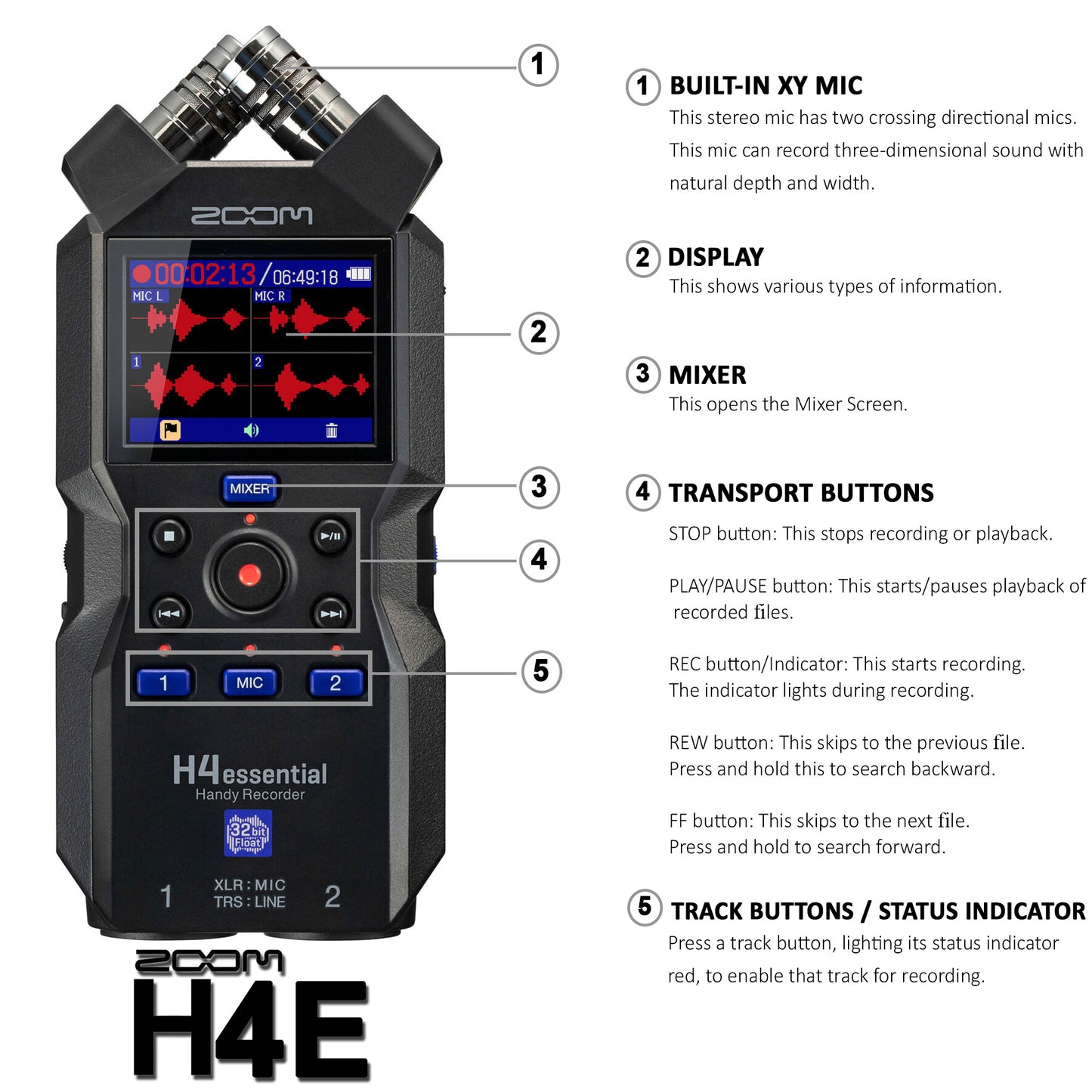 Zoom H4essential 4-Track Handy Recorder + Zoom APH-4e Accessory Pack Pro Audio Bundle