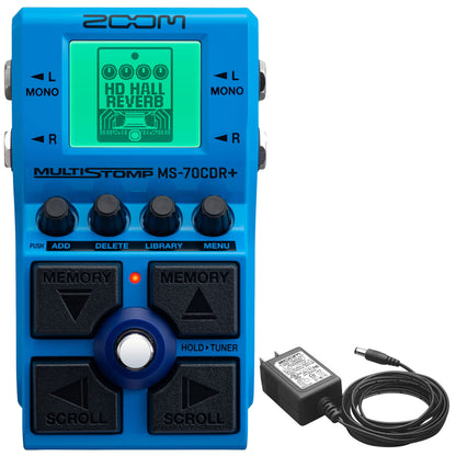 Zoom MS-70CDR+ MultiStomp Guitar Effects Pedal for Chorus, Delays & Reverbs with Over 140 Effects + Zoom AD-16A/D AC Adapter For Zoom Effects Pedals