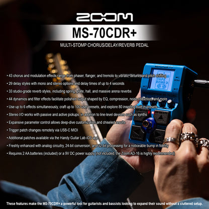 Zoom MS-70CDR+ MultiStomp Guitar Effects Pedal for Chorus, Delays & Reverbs with Over 140 Effects + Zoom AD-16A/D AC Adapter For Zoom Effects Pedals