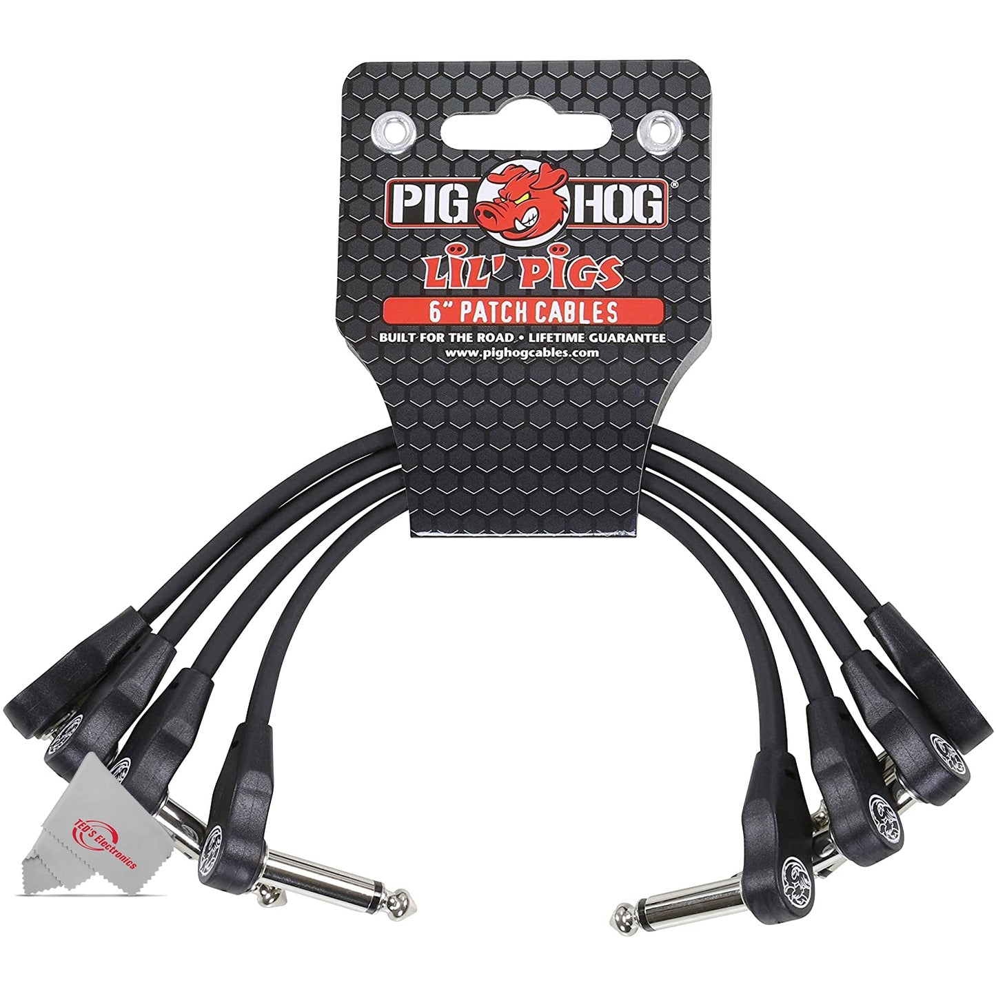 Zoom AD-16A/D AC Adapter For Zoom Effects Pedals with Pig Hog Lil' Pigs Right Angle 1/4" Instrument Patch Cables, 6" (4 Pack) and 4AA/AAA Battery Charger