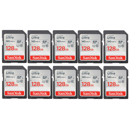 10x Sandisk Ultra 128GB SDXC UHS-I Class 10 Memory Card