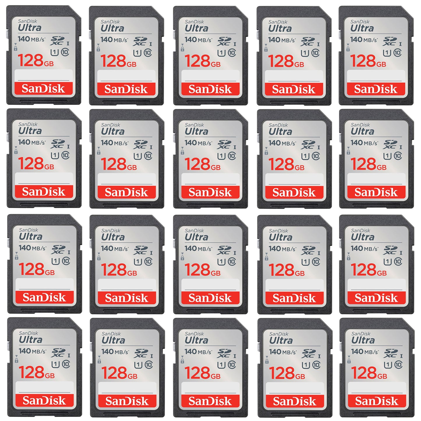 20x Sandisk Ultra 128GB SDXC UHS-I Class 10 Memory Card
