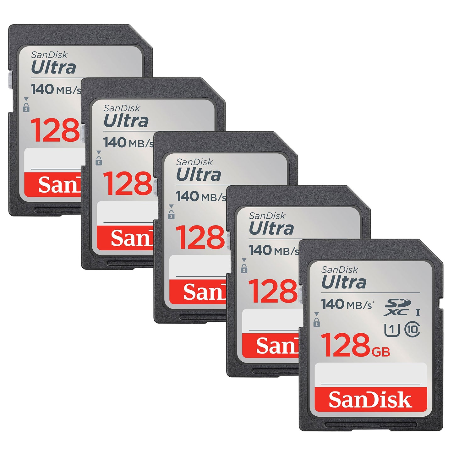 5x Sandisk Ultra 128GB SDXC UHS-I Class 10 Memory Card