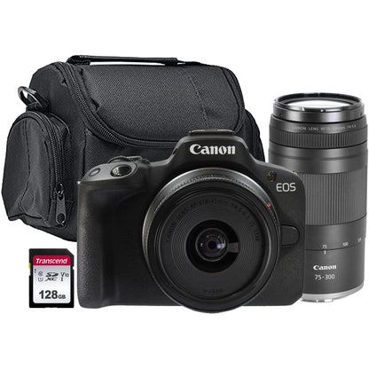 Canon EOS R50 Mirrorless Camera with RF-S 18-45mm f/4.5-6.3 IS STM Lens and RF 75-300mm f/4-5.6 Lens Basic Accessory Bundle