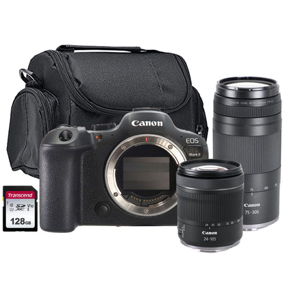 Canon EOS R6 Mark II Mirrorless Camera with 24-105mm f/4-7.1 Lens and RF 75-300mm f/4-5.6 Lens Basic Accessory Bundle