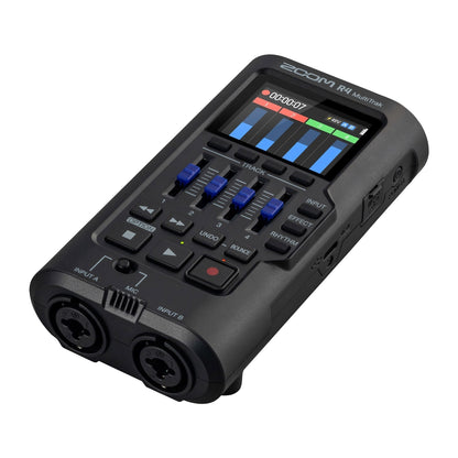Zoom R4 MultiTrak 32-Bit Float Recorder with SanDisk 128GB Ultra UHS-I microSDXC Memory Card and Pistol Grip Tabletop Tripod