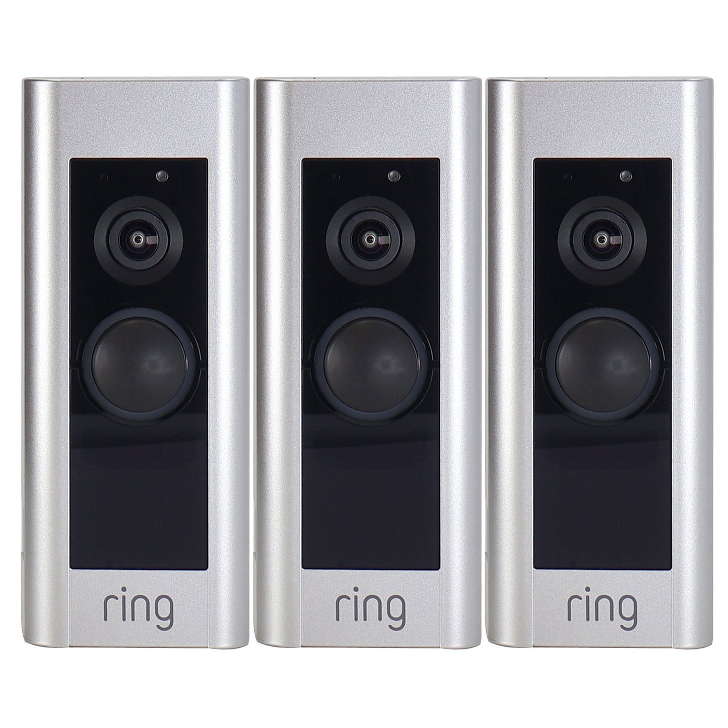 3x Ring Wired Doorbell Plus Smart Wi-Fi Video Doorbell - Satin Nickel