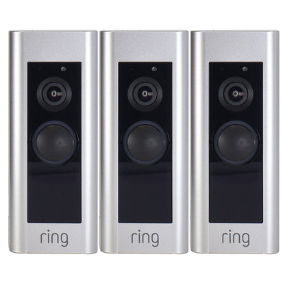3x Ring Wired Doorbell Plus Smart Wi-Fi Video Doorbell - Satin Nickel