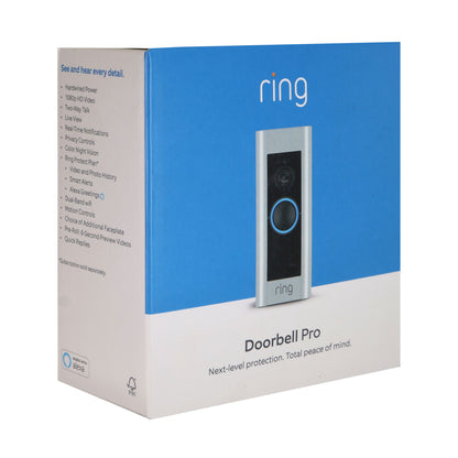Ring Alarm 14-Piece Home Security Kit – Wireless System, Works with Alexa with Ring Wired Doorbell Plus Smart Wi-Fi Video Doorbell - Satin Nickel