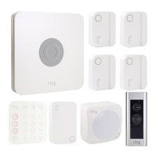 Ring Alarm 8-Piece Security Kit (2nd Gen) - White with Ring Wired Doorbell Plus Smart Wi-Fi Video Doorbell - Satin Nickel