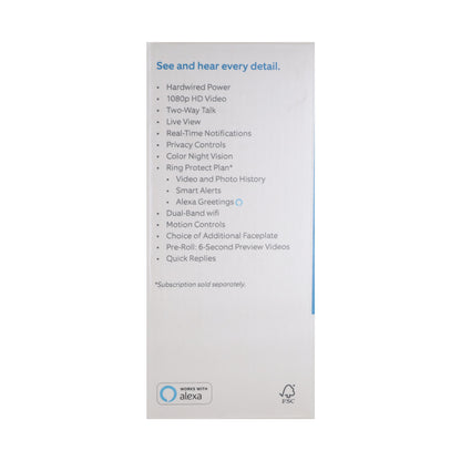 Ring Alarm 8-Piece Security Kit (2nd Gen) - White with Ring Wired Doorbell Plus Smart Wi-Fi Video Doorbell - Satin Nickel