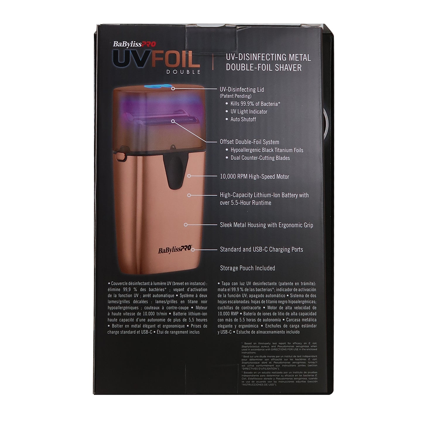 BaByliss Pro FXONE ROSEFX Interchangeable-Battery Shaver FX79FSRG + LIMITED EDITON UVFOIL UV-Disinfecting Double Foil Shaver FXLFS2RG Rose Gold Barber Accessory Bundle