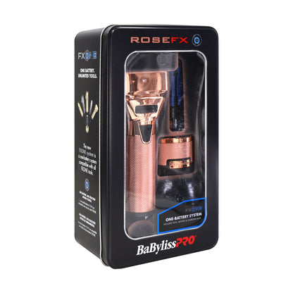 BaByliss Pro FXONE ROSEFX All-Metal Interchangeable-Battery Shaver FX79FSRG with Barberology Metal Comb Set 9" Clipper Comb and 7.5" Cutting Comb Rose Gold