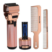 BaByliss Pro FXONE ROSEFX All-Metal Interchangeable-Battery Shaver FX79FSRG with Barberology Metal Comb Set 9" Clipper Comb and 7.5" Cutting Comb Rose Gold