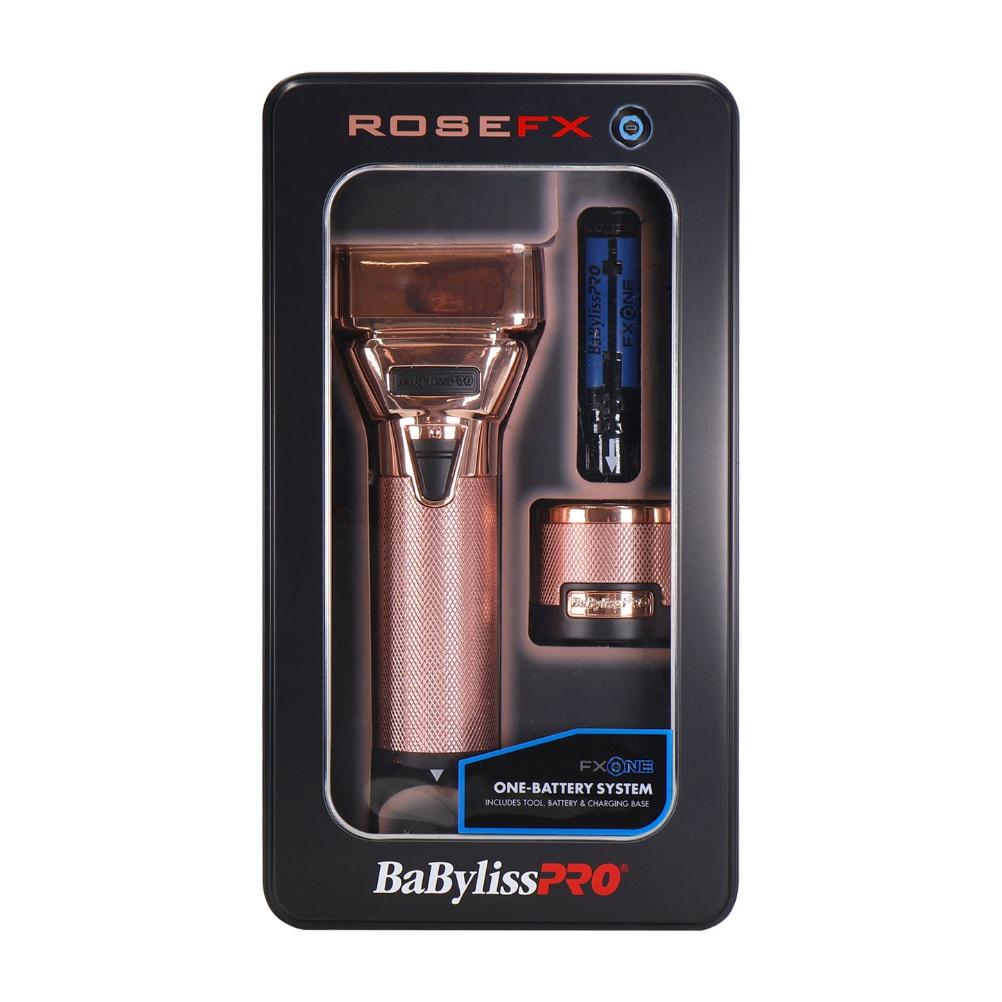 BaByliss Pro FXONE ROSEFX All-Metal Interchangeable-Battery Shaver FX79FSRG with Fade Brush - Black
