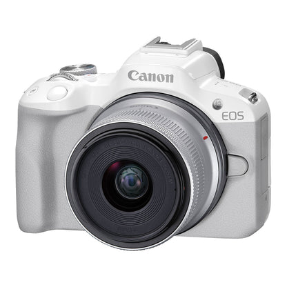 Canon EOS R50 Mirrorless Camera with 18-45mm Lens (White)