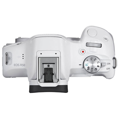 Canon EOS R50 Mirrorless Camera with 18-45mm Lens (White)