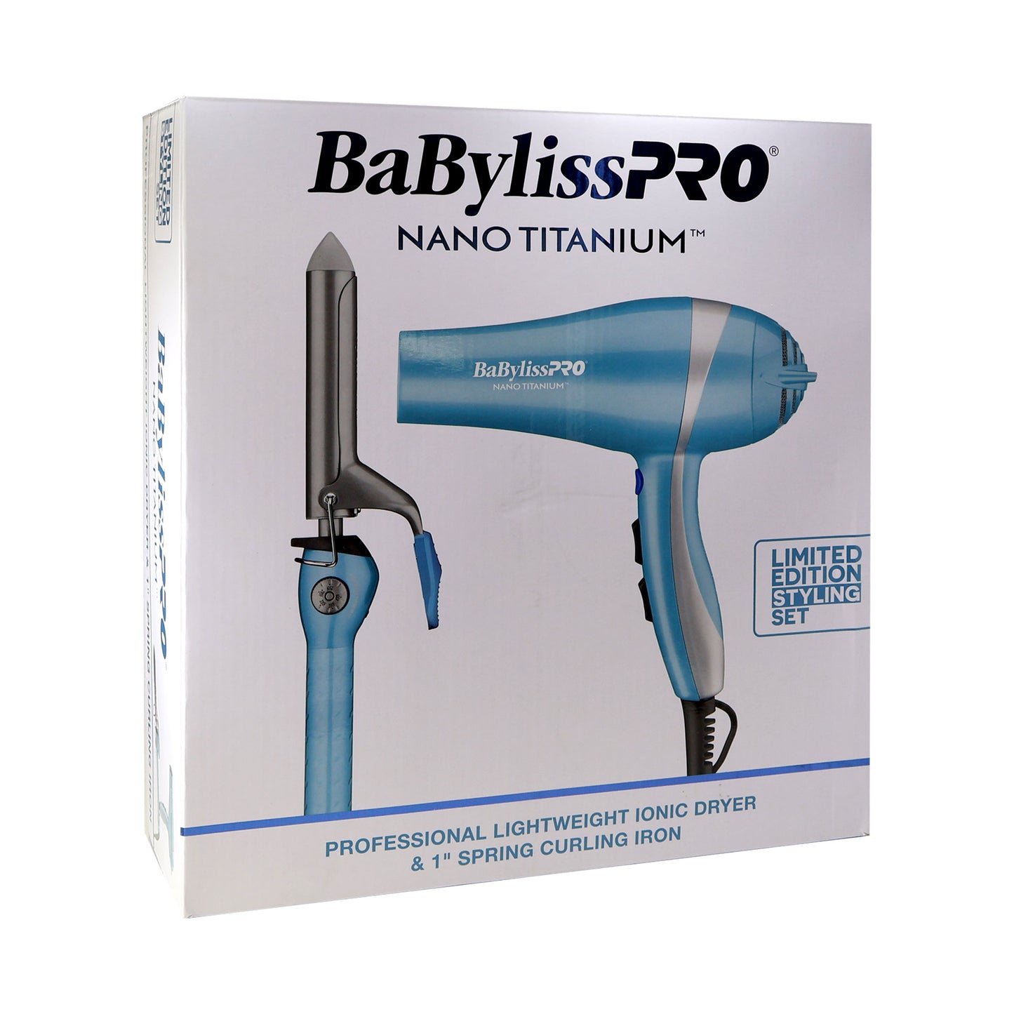 BaByliss Pro LIMITED EDITION Professional Lightweight Ionic Dryer & 1" Spring Curling Iron Combo BNTPP68 Complete Styling Set