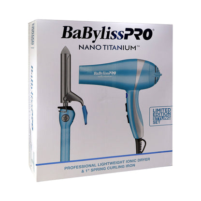 BaByliss Pro LIMITED EDITION Professional Lightweight Ionic Dryer & 1" Spring Curling Iron Combo BNTPP68 Complete Styling Set