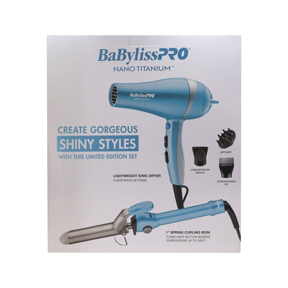 BaByliss Pro LIMITED EDITION Professional Lightweight Ionic Dryer & 1" Spring Curling Iron Combo BNTPP68 Complete Styling Set