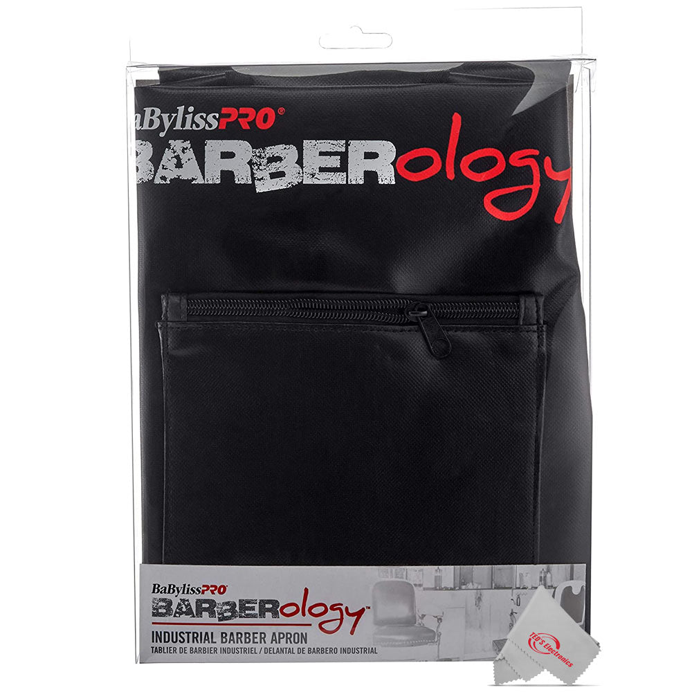 Babyliss Pro Barberology Industrial Barber Apron with Barberology Comb Set (Clipper, Cutting, Taper Combs) - Red and Barberology 10oz Spray Bottle
